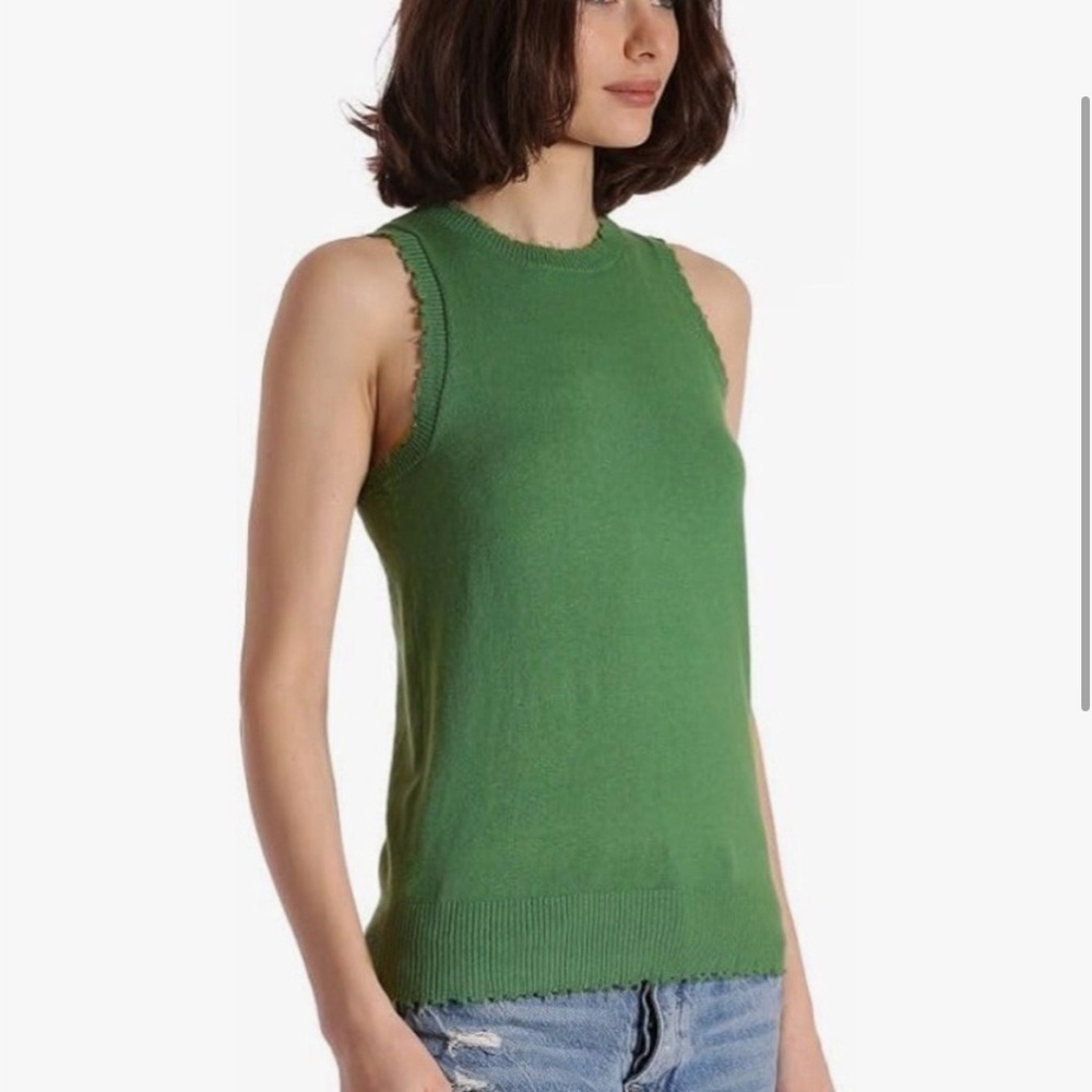 Minnie Rose cashmere and cotton frayed tank - Picture 3 of 11